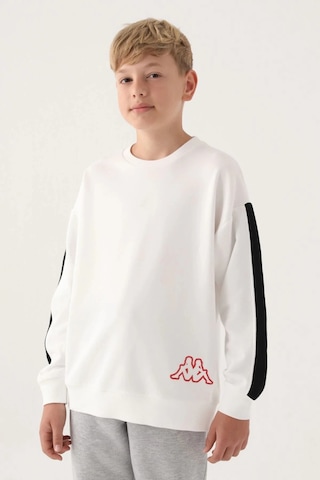 Kappa Krem Bisiklet Yaka Kol Detay Erkek Çocuk Sweatshirt Siyah