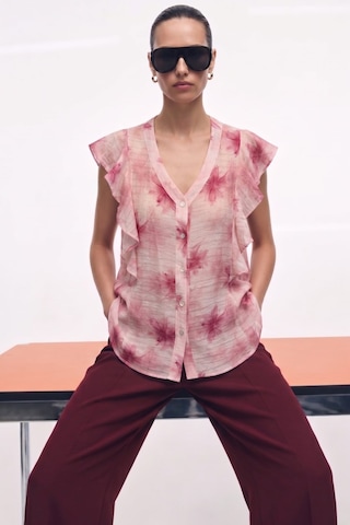 Sateen Fırfır Detaylı Gömlek - Pembe-137364