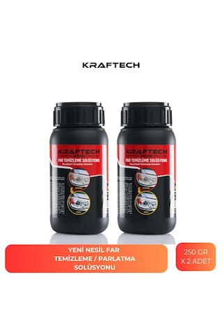 Kraftech Yeni Nesil Premium I Buharlı Far Temizleme Sıvısı Ve Parlatma Solüsyonu I Kloroform Uyumlu 2 X 250 G