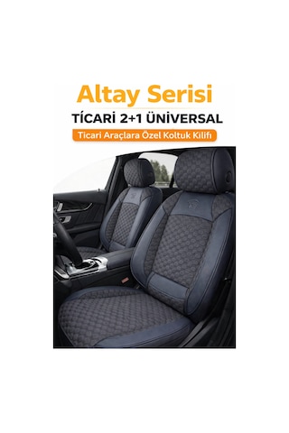 Tegin Üniversal Ticari Araç 2+1 Uyumlu Altay Serisi Bel Destekli Koltuk Kılıfı Füme, Kolay Montaj