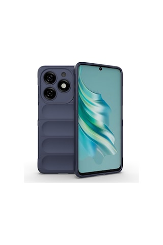İnfinix Hot 40i Kılıf Esnek Tpu Oyuklu Arka Yüzey Tasarımlı Tuva Etnik Silikon Kapak - Lacivert