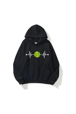 Buy Center Ritim Tenis Topu Baskılı Unisex Sweatshirt SIYAH