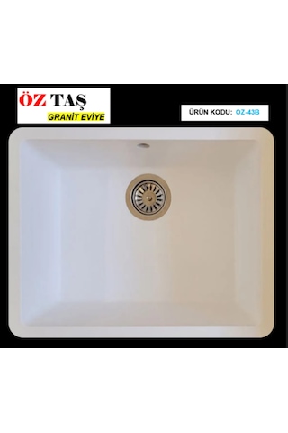 Öztaş ÖZ-43b Granit Mutfak Eviye Beyaz Tek Gözlü 43 x 55 CM