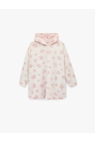 Koton Kapüşonlu Uzun Kollu Cepli Oversize Peluş Sabahlık Pembe 6wlk70007mk Gül