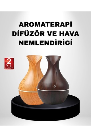 Ahşap Desenli Aromaterapi Difüzör 130 Ml Ultrasonik Ve 7 Renk Led Işıklı -