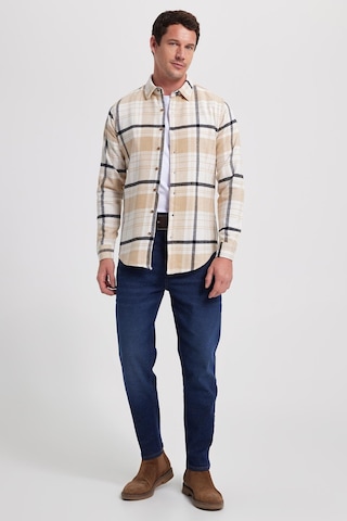 Tudors Erkek Slim Fit Dar Kesim Kareli Kışlık Oduncu Gömlek-42346 Ekru