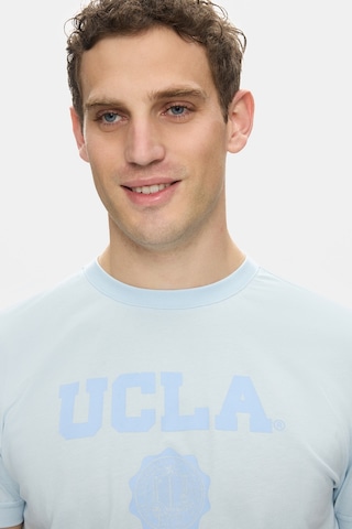 Ucla Gayley Gök Mavi Bisiklet Yaka Baskılı %100 Pamuk Standard Fit Erkek Tshirt Gök Mavisi