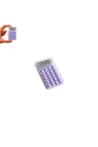 Mini Hesap Makinesi Silikon Tuşlu Lcd Ekran 8 Haneli Şeffaf Mini Hesap Makinesi Ebat 8,5cm X 5,4cm Lila