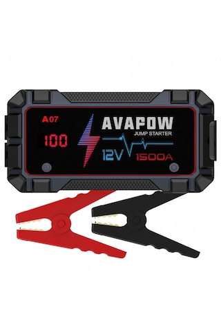 Avapow A07 12800mAh 1500A Jump Starter Taşınabilir Akü Takviye Kiti (Powerbank-QC3.0 + LCD + LED Işık)