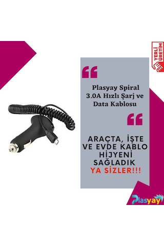 Plasyay Spiral 3.0A Hızlı Şarj Ve Data Kablosu