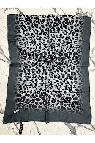 İpekseli Leopar Desenli Organik Pamuk Şal - 12 12