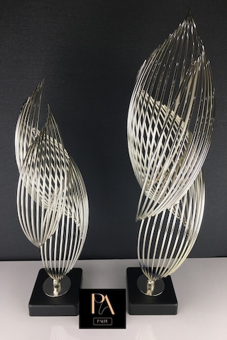 Gümüş H 2'li Ofis Metal Aksesuar Biblo Ev Salon Dekorasyon Obje