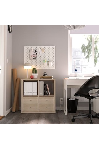 Ikea Kallax Çekmeceli Ek Ünite, Ağartılmış Meşe Görünümlü, 33x33 Cm Çok Renkli