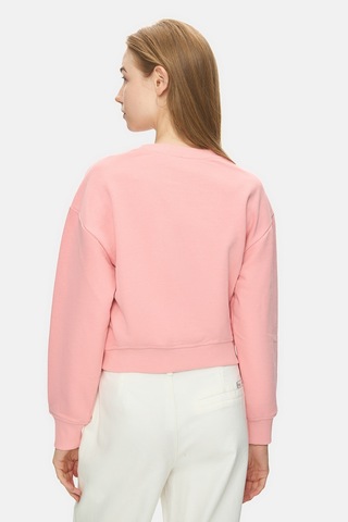 Ucla Mello Pembe Bisiklet Yaka Crop Baskılı Loose Fit Kadın Sweatshirt Pembe