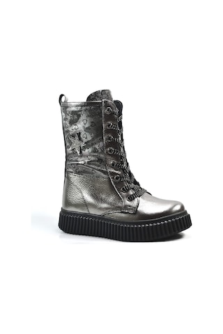 Onlo Ayakkabı Op.7626 Deri Gri Kalın Taban Kız Çocuk Postal Bot Gri