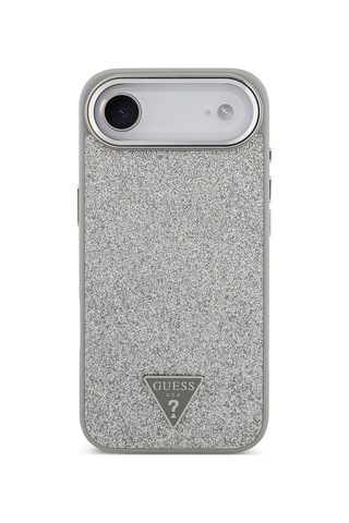 Apple Uyumlu iPhone 17 Air Kılıf Guess Lisanslı M-safeli Metal Kamera Çerçeveli Üçgen Logolu Glitter Gri Gri