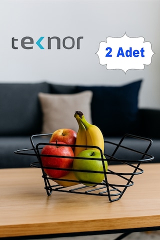 2'li Üçgen Sepet, Meyve Sepeti, Ekmek Sepeti, Modern Tel Sepet Siyah