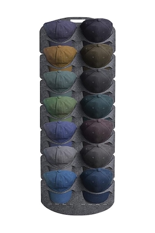 Keçe Beyzbol Şapkası Ekran Standı Dokumasız Asılı Saklama Çantası, Stil: 14 Izgara Çift Sıra 3mm Çok Renkli