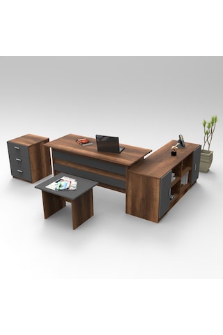 Robinhome Robin Home Verona Abcf Ofis Büro Masa Takımı Barok-Gri