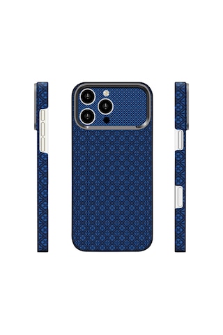 Apple iPhone Uyumlu 16 Pro Kılıf Magsafe Şarj Özellikli Premium Retro Çiçek Desenli Kamera Ve Lens Korumali Velix Sert Pc Kapak Lacivert