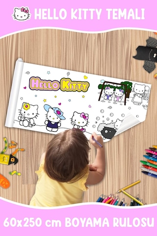 Melolisa Hello Kity Temalı Dev Boyama Rulosu 60x250 Cm