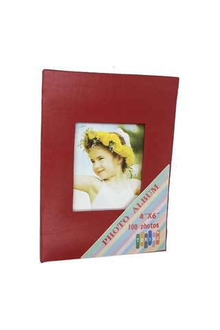 Delux Serisi 4x6 10x15 100'lük Fotoğraf Albüm Kırmızı Kare Motifli Hatıra Anı Biriktirme
