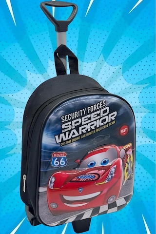Tezzgelsin Ana Sınıfı Kreş Cars Speed Mcqueen 5d Kabartmalı Çekçekli Tekerli Sırt Çantası Ve Okul Çantası Çok Renkli