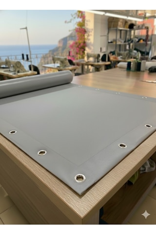650 Gr/m² Profesyonel Kapsüllü Gri Polyester Branda Su Ve Uv Geçirmez - Balkon, Garaj, Bahçe Gri