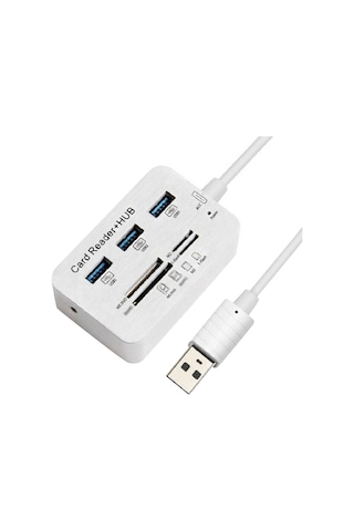 Yaozixa 3 Port Usb 3.0 Hub İle Ms/m2/tf Kart Okuyucu, 7 Slot Çok Fonksiyonlu Usb 3.1 Adaptörü, Taşınabilir Abs+alüminyum Kablo 200mm