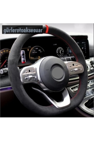 Alfa Romeo Dikmeli Direksiyon Kılıfı Alkantra Kırmızı Yüzüklü