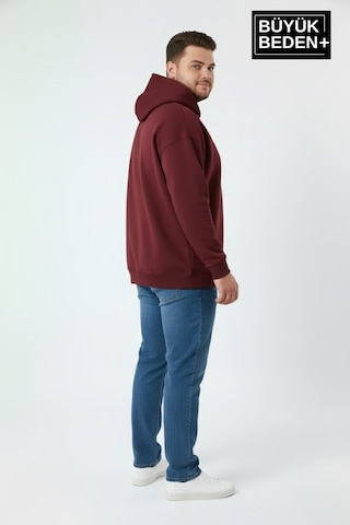 Süperlife Erkek Büyük Beden Ar Baskılı Kapüşonlu İnce Sweatshirt Spr26bsw963 Bordo