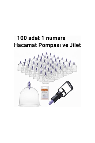 Kupa Ve Masaj Seti 100 Adet 1 Numara Plastik Kupa + Pompa + Jilet