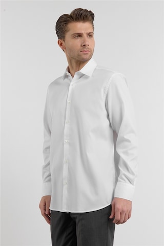 İmza Beyaz Uzun Kol Sert Yaka Kendinden Desenli Pamuk Comfort Fit Gömlek 1004255204 2XL