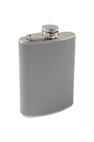 Çelik 8 Oz Gri Deri Kaplı 240 Ml İçki Matarası Rd56 Gri