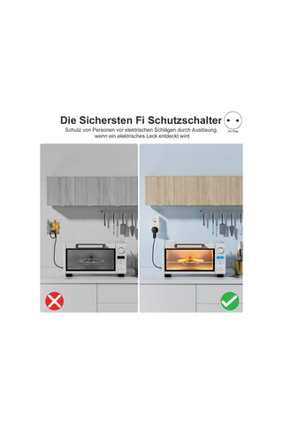 Xurunkeji 2'li Paket 16a Gfci Kaçak Korumalı Fiş Rcd Priz Ev Sigortası Kesme Anahtarı Kişisel Koruma Fişi Ab Fişi