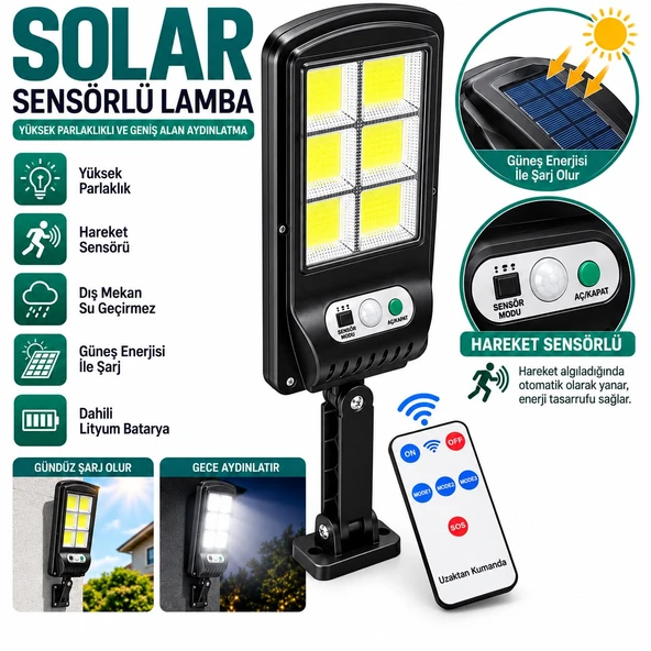 Ledon Ld-1006 Solar Sensörlü Kumandalı Güçlü Dış Mekan Bahçe Aydınlatması