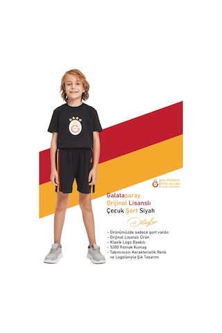 Gs Srt 003 Galatasaray Orijinal Lisanslı Çocuk Şort Siyah Siyah