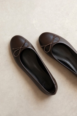 Wolk Shoes Lily Kadın Fiyonk Detay Deri Babet Kahverengi