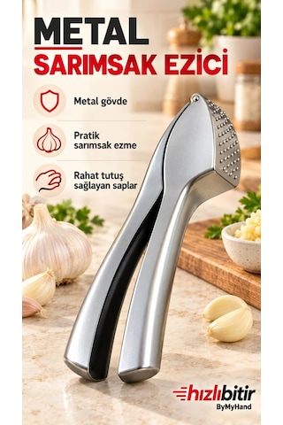 Bymyhand Metal Şık Sarımsak Ezici Öğütücü Gümüş