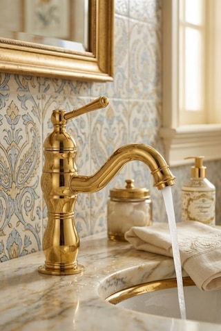 Rustik Lavabo Bataryası Gold Kısa Gold Altın Sarı