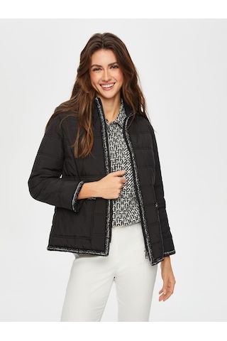 Simli Şerit Detaylı Kapitone Mont 002 Us25kmt00210 Siyah