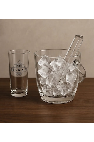 Bk Gift Kişiye Özel 8 Parça Paşabahçe Rakı Bardağı & Buz Kovası Seti 1, Erkeğe Hediye, Babaya Hediye, Babalar Günü Hediyesi Kobitmeyencom34160 Bk Gift