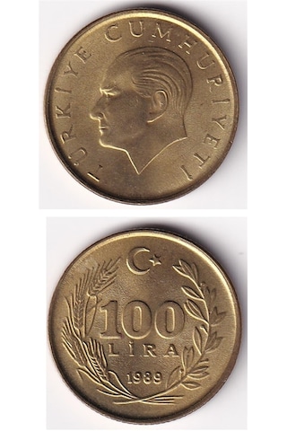 100 Lira 1989 Çil Eski Madeni Para