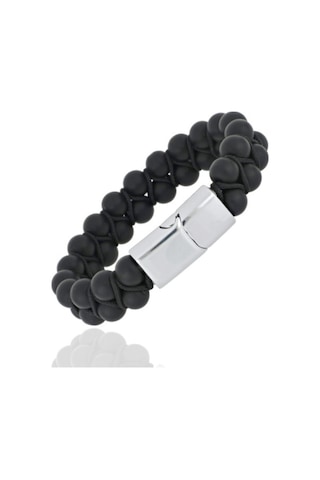 Brezza Lusso Jewelry Oniks Doğal Taşlı Makrome Erkek Bileklik Siyah