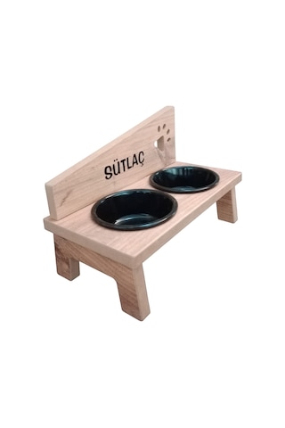 Realwood Özel İsimli Seramik Kaseli Kedi Köpek Mama Su Kabı Standı 800 ML