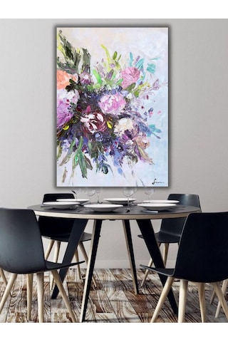 Yağlı Boya Tablo %100 El Yapımı 57cmx75cm Çiçek Buket Hij4105
