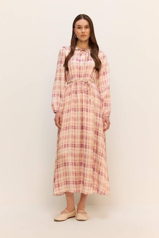 DeFacto Regular Fit Gömlek Yaka Desenli Saten Uzun Kollu Maxi Elbise F2725AX25SMPN441