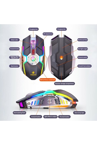 G80 Kablosuz Oyun Faresi Şarj Edilebilir Sessiz Oyun Faresi