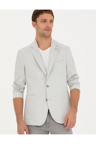 Pierre Cardin Açık Gri Ex. Slim Fit Keten Karışımlı Ceket 50285142-vr001