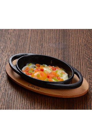 Lava Döküm Oval Sahan Döküm Demir Yekpare Çift Kulplu Ölçü 15x10cm.